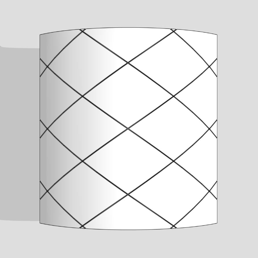 Diamond grid pattern on a curved surface.