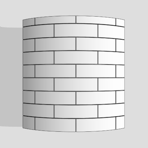 Fixed stagger pattern on a curved surface.