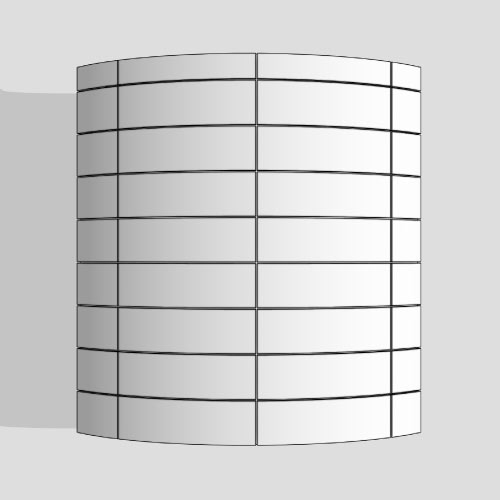 Grid pattern on a curved surface.