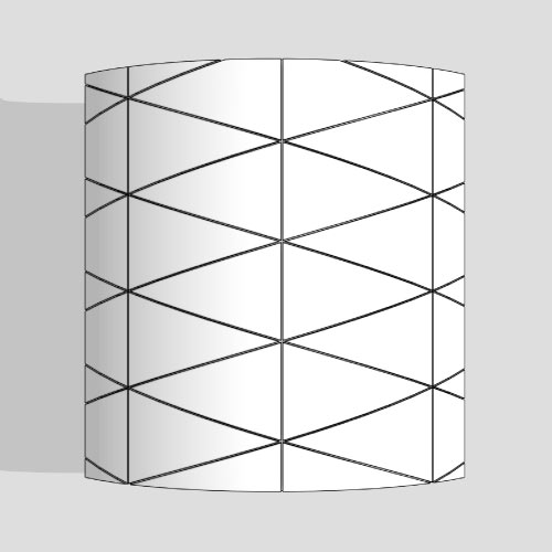 Alternating triangle pattern on a curved surface.