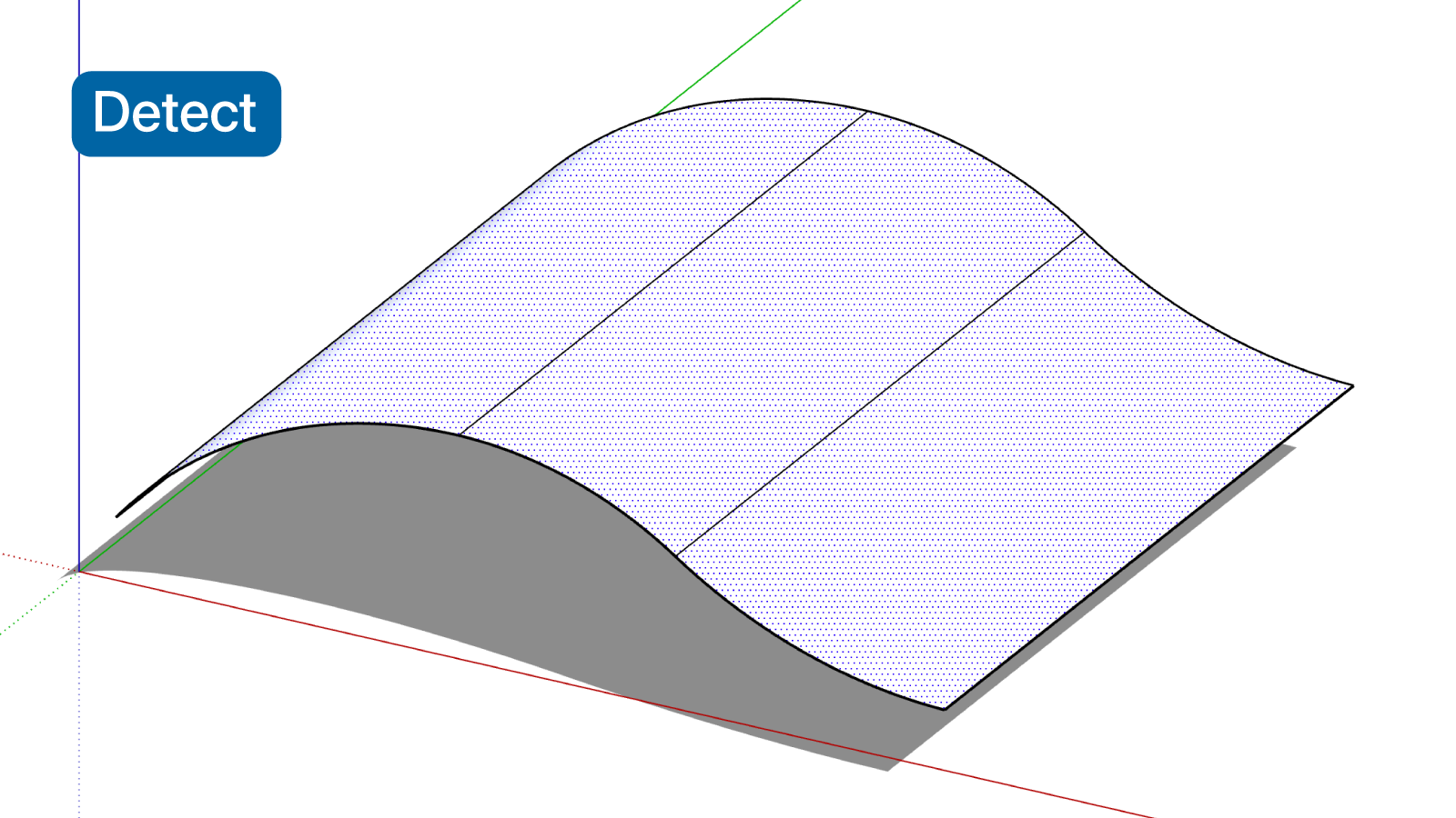 Selected curved source faces in SketchUp before detection.